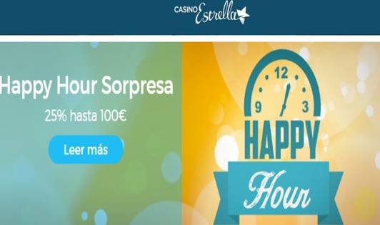 Casino Estrella Happy Hour por depósito hasta de 25% por 100 euros