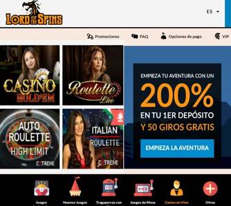 Por primer depósito en Lord of Spins hasta 2000 euros por bono de bienvenida