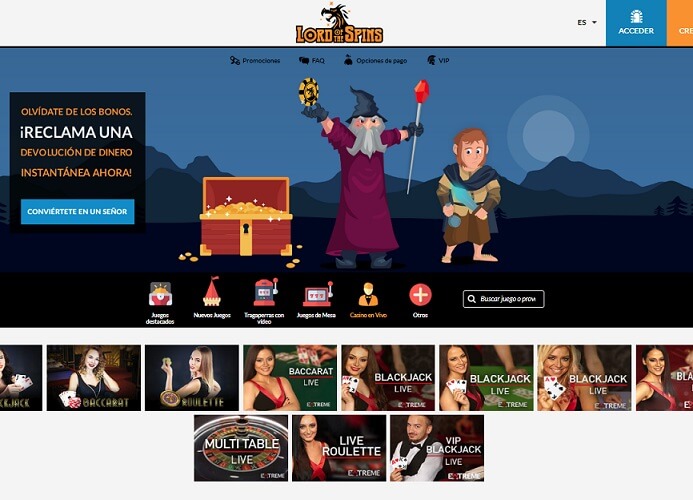 lord of spins casino en vivo