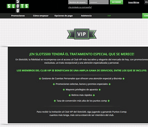 slots 500 vip