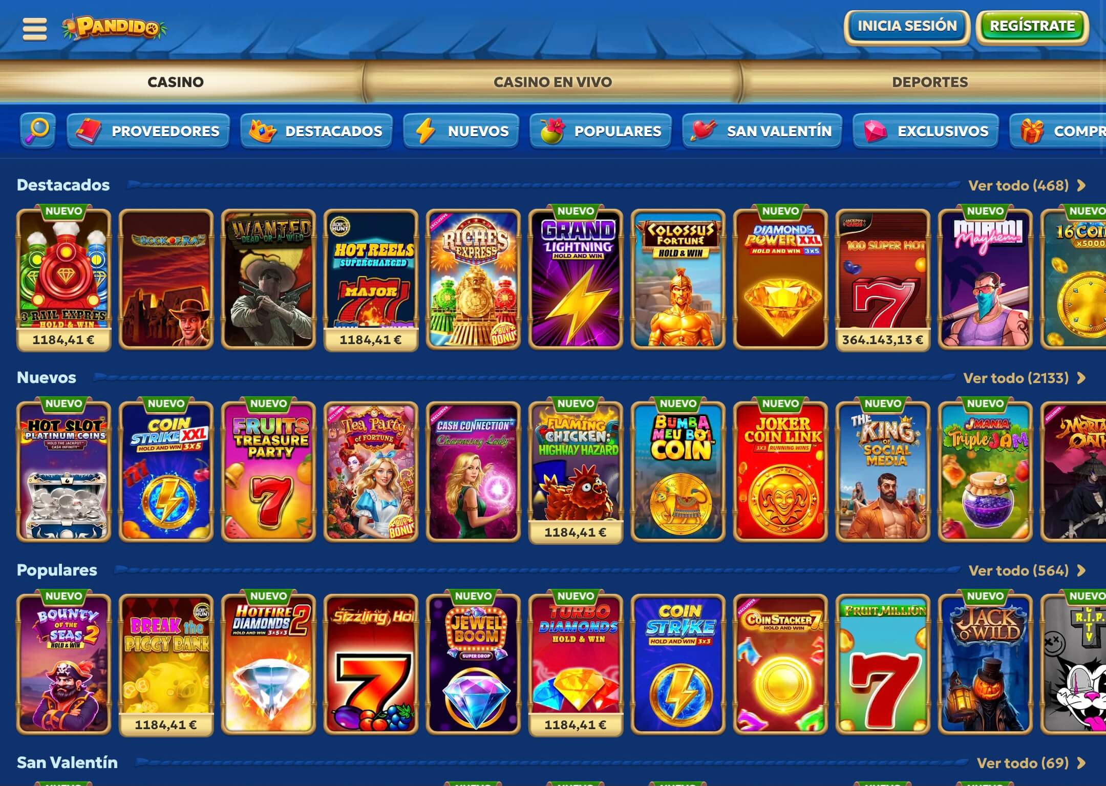 pandido casino especiales